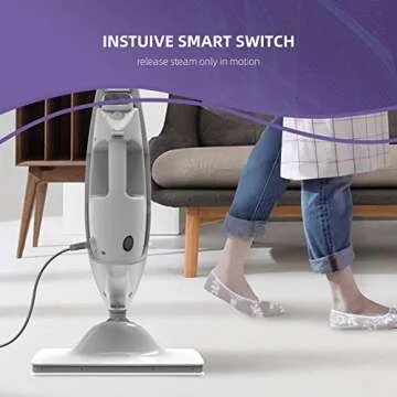 LIGHT 'N' EASY Multifunctional Steam Mop with Detachable Handheld Unit Floor Steamers Cleaner for Hardwood,Grout,Tile White, 7688ANW (Renewed)