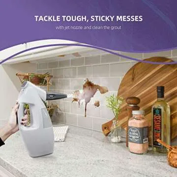 LIGHT 'N' EASY Multifunctional Steam Mop with Detachable Handheld Unit Floor Steamers Cleaner for Hardwood,Grout,Tile White, 7688ANW (Renewed)