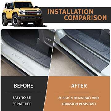 LitMiRaCle Door Sill Guard 4 PCS Set Ford Bronco Door Entry Guards Accessory, Anti Scratch Door Sill Protector Compatible for Ford Bronco 4 Door 2021 2022 2023 (Not for Bronco Sport)