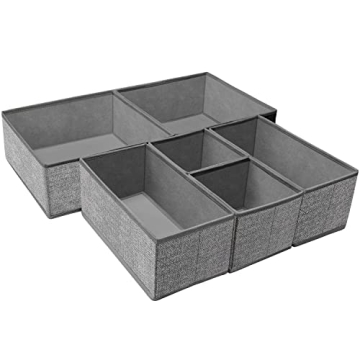 Criusia Underwear Organizer Set - 6 Foldable Bins for Home