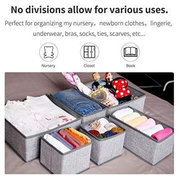 Criusia Underwear Organizer Set - 6 Foldable Bins for Home