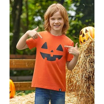 BesserBay Pumpkin Face Halloween Tee for Kids 3-12 Years