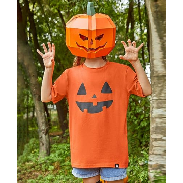 BesserBay Pumpkin Face Halloween Tee for Kids 3-12 Years