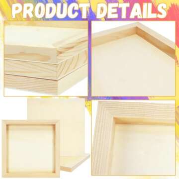 Fireboomoon 6 Pack Square Wood Panels,Unfinished Blank Wooden Canvas Cradled Painting Panel Boards for Craft,Drawing,Painting,Pouring,Wood Burning(8" x 8"/20cm x 20cm)