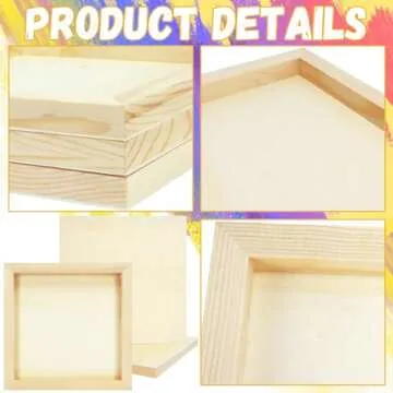 Fireboomoon 6 Pack Square Wood Panels,Unfinished Blank Wooden Canvas Cradled Painting Panel Boards for Craft,Drawing,Painting,Pouring,Wood Burning(8" x 8"/20cm x 20cm)