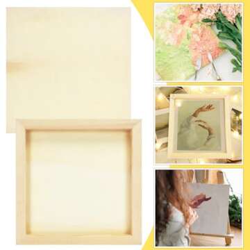 Fireboomoon 6 Pack Square Wood Panels,Unfinished Blank Wooden Canvas Cradled Painting Panel Boards for Craft,Drawing,Painting,Pouring,Wood Burning(8" x 8"/20cm x 20cm)