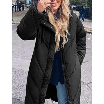 Flygo Women’s Long Puffer Coat - Elegant Hooded Parka Jacket for Winter