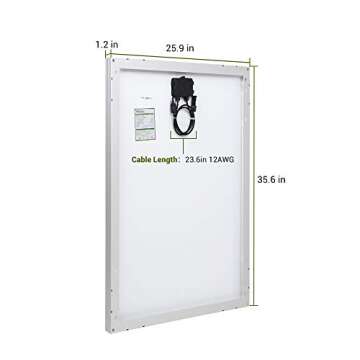 HQST 100 Watt 12 Volt Polycrystalline Solar Panel with Solar Connectors High Efficiency Module PV Po...