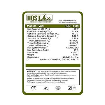 HQST 100 Watt 12 Volt Polycrystalline Solar Panel with Solar Connectors High Efficiency Module PV Power for Battery Charging Boat, Caravan, RV and Any Other Off Grid Applications