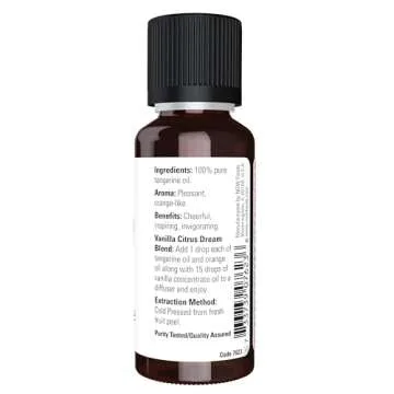 NOW Essential Oils, Tangerine Oil, Cheerful Aromatherapy Scent, Cold Pressed, 100% Pure, Vegan, Chil...