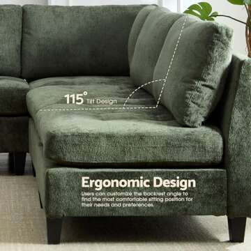 Luxe Oversized Modular Sectional Sofa with Storage Ottoman, Chenille Convertible Sleeper for Every Living Space