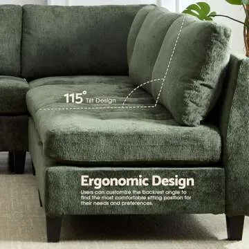 Luxe Oversized Modular Sectional Sofa with Storage Ottoman, Chenille Convertible Sleeper for Every Living Space