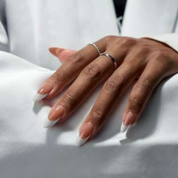 BTArtboxnails French Gel Nail Tips - French Tip Press on Nails Brown Medium Almond XCOATTIPS for Nai...