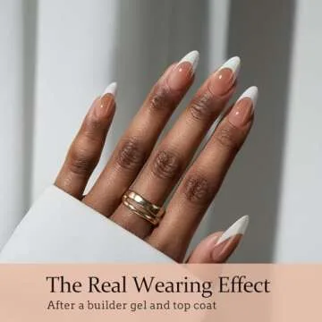 BTArtboxnails French Gel Nail Tips - French Tip Press on Nails Brown Medium Almond XCOATTIPS for Nail Extensions