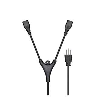 Monoprice Power Cord Splitter - NEMA 5-15P to 2X IEC 60320 C13, 10 Amp, 1250 Watt, SVT, 18AWG, 6 Fee...