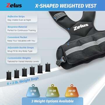 ZELUS Weighted Vest for Men and Women | 4-10lb/11-20lb/20-32lb Vest with 6 Ironsand Weights for Home...