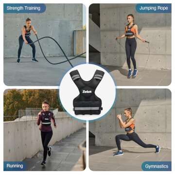 ZELUS Weighted Vest for Men and Women | 4-10lb/11-20lb/20-32lb Vest with 6 Ironsand Weights for Home Workouts | Adjustable Body Weight Vest Exercise Set for Cardio and Strength Training (20-32 lb.)