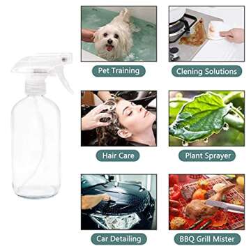 Easeen 6 Pack 16 oz Refillable Glass Spray Bottles