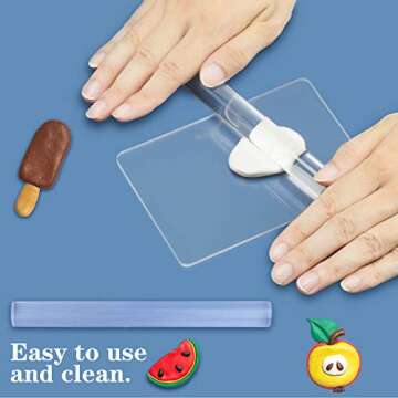 8 Pieces Acrylic Clay Roller Set, 4 Polymer Clay Cutters 2 Clay Roller 2 Acrylic Sheet, Clay Roller ...