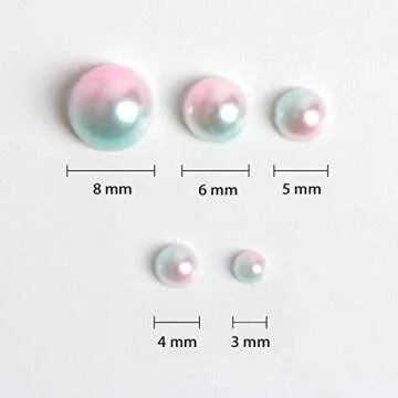 1100pcs Abs Gradient Imitation Pearls Half Round Beads Assorted Mixed Sizes 3 4 5 6 8mm Flatback DIY Material