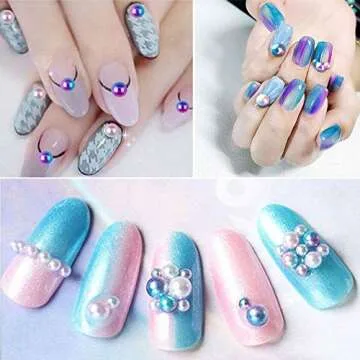 1100pcs Abs Gradient Imitation Pearls Half Round Beads Assorted Mixed Sizes 3 4 5 6 8mm Flatback DIY Material