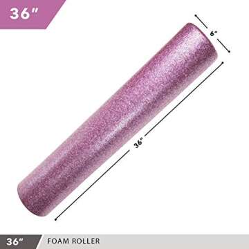 Day 1 Fitness High Density Muscle Foam Rollers - Sports Massage Rollers for Stretching, Physical Therapy, Deep Tissue, Myofascial Release - Ideal for Exercise and Pain Relief – Solid Purple, 36”