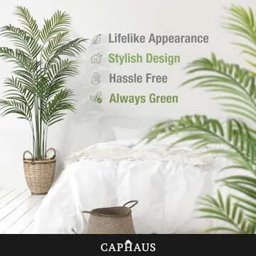 CAPHAUS 5 Feet, 60 Inch Artificial Palm Tree with 13 Trunks, Faux Dypsis Lutescens Plant, Faux Potted Tree, Plant in Pot with Dried Moss, Indoor Gift for Housewarming, Home, Office