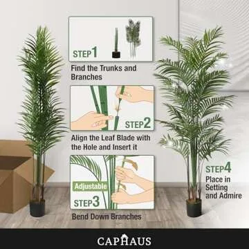 CAPHAUS 5 Feet, 60 Inch Artificial Palm Tree with 13 Trunks, Faux Dypsis Lutescens Plant, Faux Potted Tree, Plant in Pot with Dried Moss, Indoor Gift for Housewarming, Home, Office
