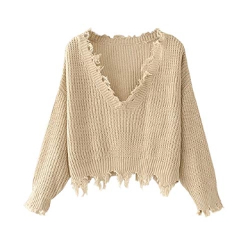 Stylish ZAFUL V Neck Crop Sweater for Cozy Fashion