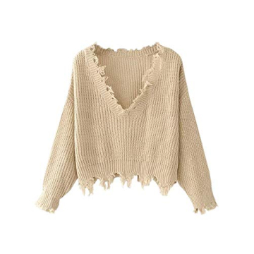 Stylish ZAFUL V Neck Crop Sweater for Cozy Fashion