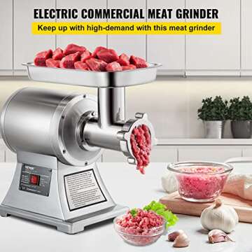 VEVOR Commercial Meat Grinder, 550LB/h 1100W Electric Meat Mincer, ETL Approved Heavy Duty Industria...