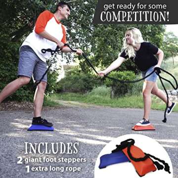 Just Jump It Hoosker Doosker, Balancing Tug of War Family Games for Kids, Tug of War Rope with Balancing Stones, Kids Outdoor Play Equipment