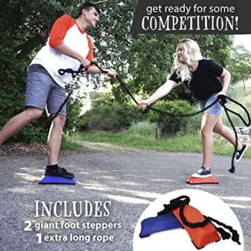 Just Jump It Hoosker Doosker, Balancing Tug of War Family Games for Kids, Tug of War Rope with Balancing Stones, Kids Outdoor Play Equipment