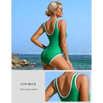 Charmo Zipper Sporty One Piece Bathing Suit for Women