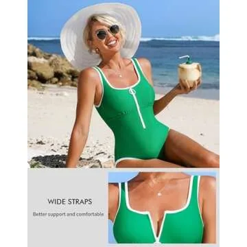 Charmo Zipper Sporty One Piece Bathing Suit for Women