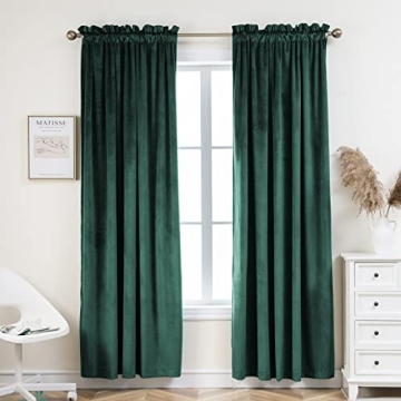 PLEASANT BOULEVARD Velvet Curtains [2 Panels] Heavy Blackout Window Drapes with Rod Pocket, Thermal ...