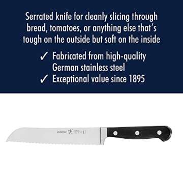 HENCKELS Classic Razor-Sharp 7-inch Bread Knife, Cake Knife , German Engineered Informed by 100+ Years of Mastery, Black