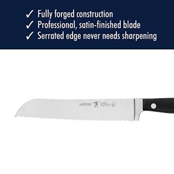 HENCKELS Classic Razor-Sharp 7-inch Bread Knife, Cake Knife , German Engineered Informed by 100+ Years of Mastery, Black