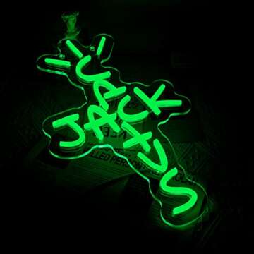 Jesalah Cactus Jack Neon Sign Green Words Neon Light Sign Wall Art Neon Light For Rap Talking West C...