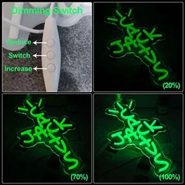 Jesalah Cactus Jack Neon Sign Green Words Neon Light Sign Wall Art Neon Light For Rap Talking West Coast Light Up Hanging Sign For bedroom Home Bar Pub Party Decor USB Sign