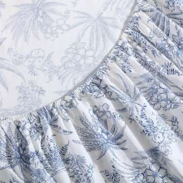 Tommy Bahama - King Sheets, Cotton Percale Bedding Set, Crisp & Cool, Stylish Home Decor (Pen and Ink Palm Blue, King)(USHSA01035855)