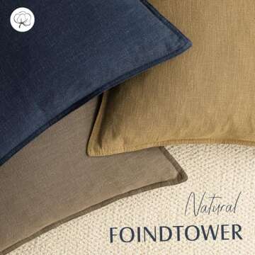 Foindtower Decorative Linen Throw Pillow Covers - 12x20