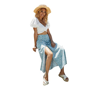 Trendy Floerns Women's Boho Floral Midi Skirt for Summer