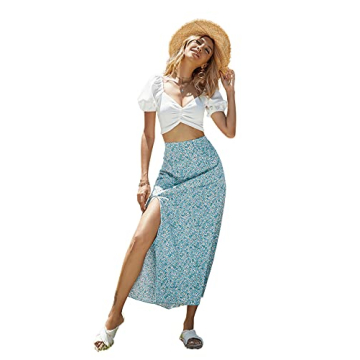 Trendy Floerns Women's Boho Floral Midi Skirt for Summer