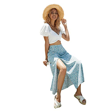 Trendy Floerns Women's Boho Floral Midi Skirt for Summer