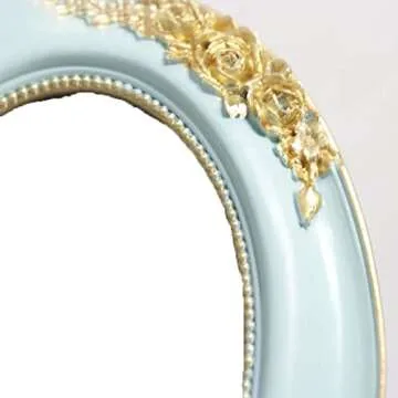 Oval Resin Picture Frame, Gold Bird Rose Pattern Photo Frame for Home Office Decor, Elegant Light Luxury Picture Frames