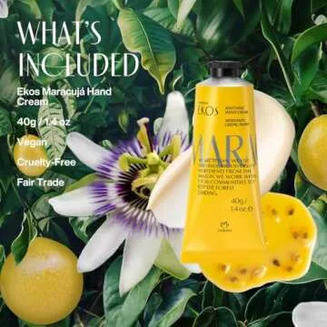 natura - Ekos Maracujá Hand Cream - Calming Hand Balm - Fast Absorption - 24-Hour Deep Hydration Skin Moisturizer - Vegan Skin Care - Brazilian Beauty Secrets - Self Care & Body Care - 1.41oz (40g)