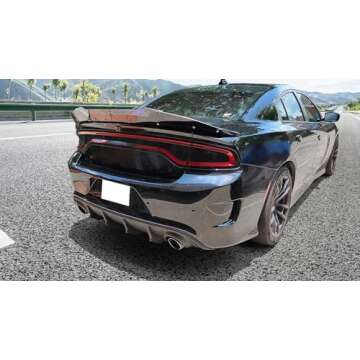 Rear Diffuser Compatible with 2015-2023 Dodge Charger, Matte Black Rear Lip Bumper Valance Diffuser by IKON MOTORSPORTS, 2016 2017 2018 2019