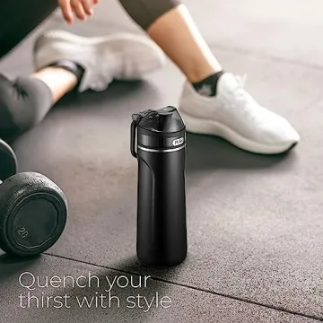SipX™ Triple-Insulated Stainless Steel Water Bottle - 18oz. With Straw Lid, BPA-Free Reusable Insulated Water Bottle Keeps Cold For 12 Hours, Metal Water Bottle Made Of Sustainable Material For Hiking
