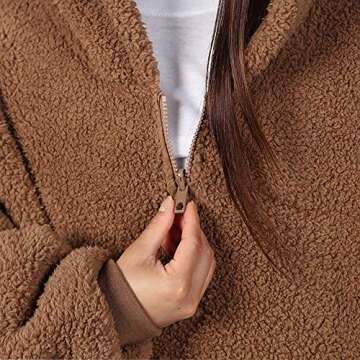 THE COMFY Teddy Bear Quarter-Zip | Sherpa Wearable Blanket with Quarter Length Zipper, Oversized Design with Hood and Pocket, From Shark Tank, for Women & Men, Warm and Cozy Gifts
